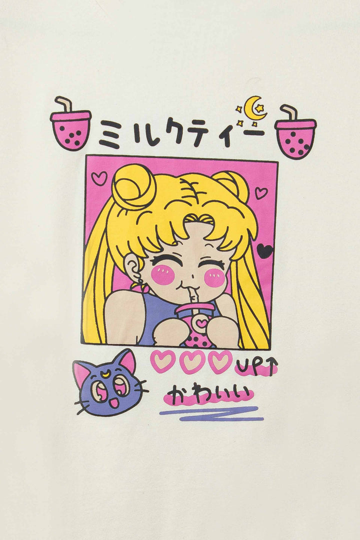 Loose Fit T-shirt with Screen print sailor moon
