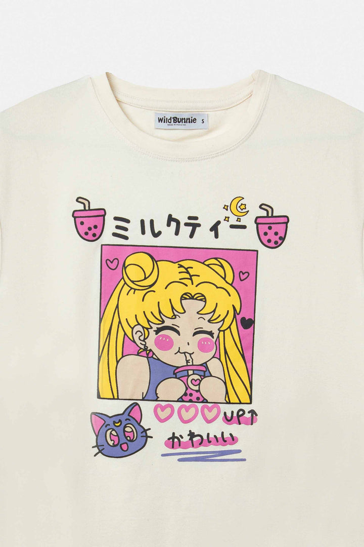 Loose Fit T-shirt with Screen print sailor moon